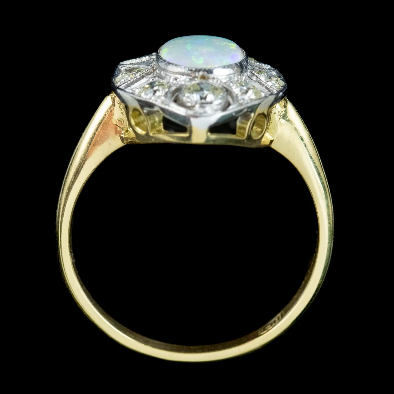 Art Deco Style Opal Diamond Ring 1.6ct Opal