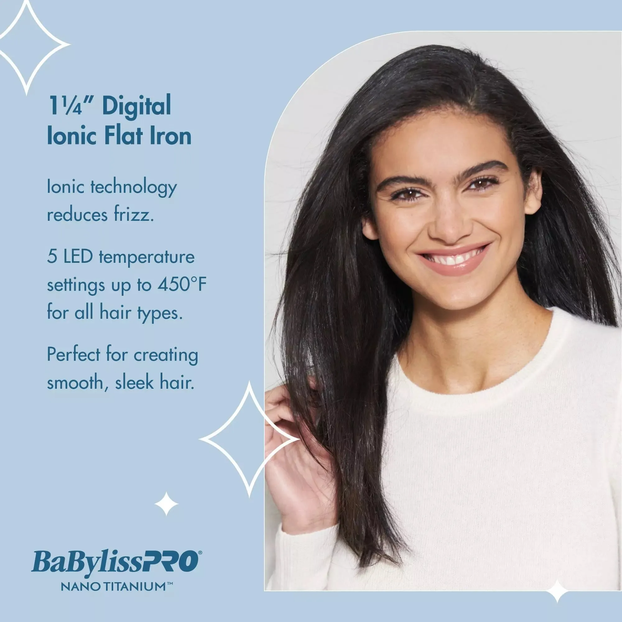 BaBylissPRO Nano Titanium 1¼ " Ionic Straightener - Item No. BABNT4091TUC