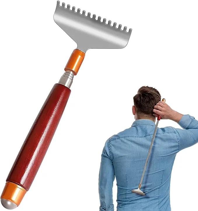 Back Scratcher | Telescopic Back-Scratcher for Women Men with Long Wooden Handle | Portable Back Massager for Head Scalp Face Foot Scratching