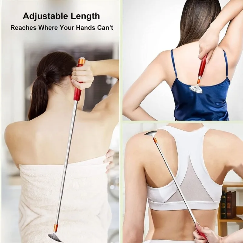 Back Scratcher | Telescopic Back-Scratcher for Women Men with Long Wooden Handle | Portable Back Massager for Head Scalp Face Foot Scratching