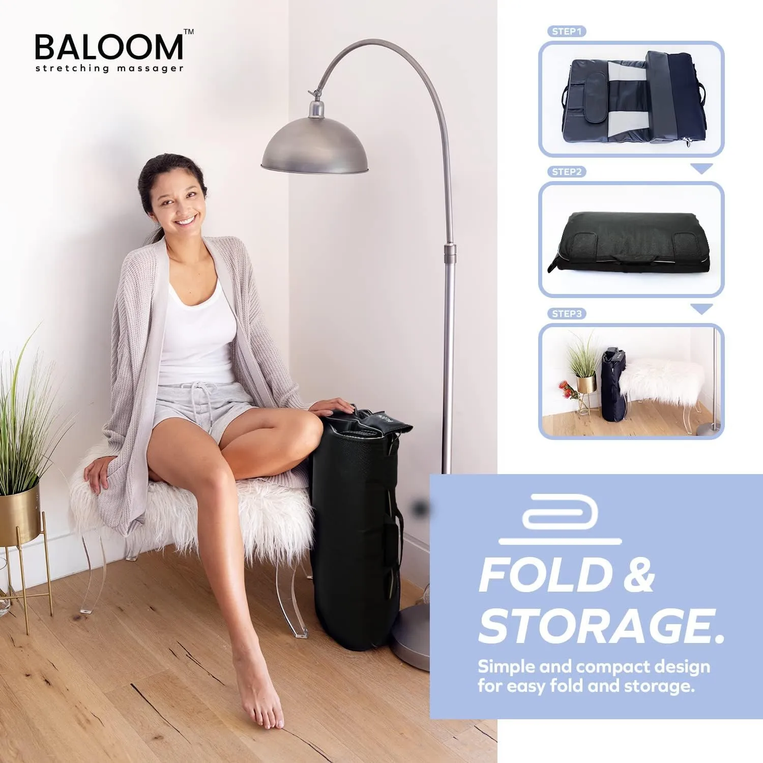 BALOOM Stretching Massager Mat for Back, Neck, and Body Pain Relief with Soothing Heat | Workout, Yoga, Exercise | Adjustable Programs & Intensity Supports Deep Acupressure
