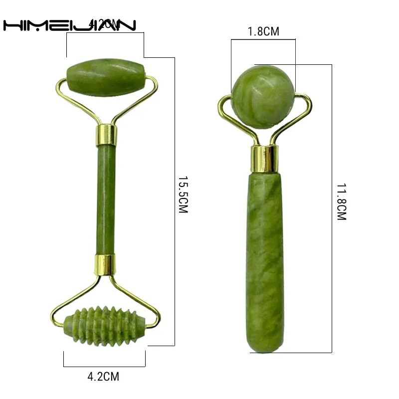 Beauty 3pieces Set Jade Roller Massager Gua Sha Jade Stone