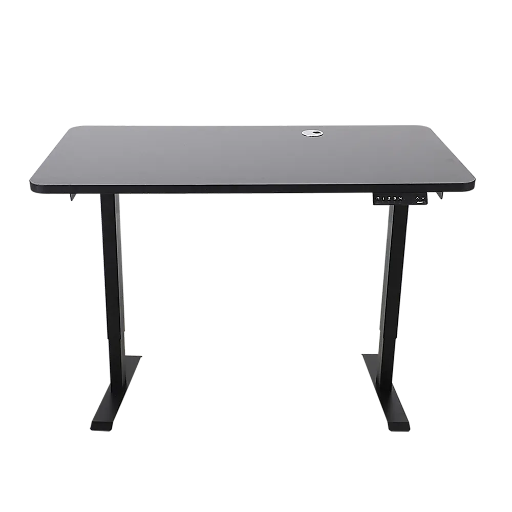 Black 120x60cm Desk Table Top, Cable Hole, Rounded Corners