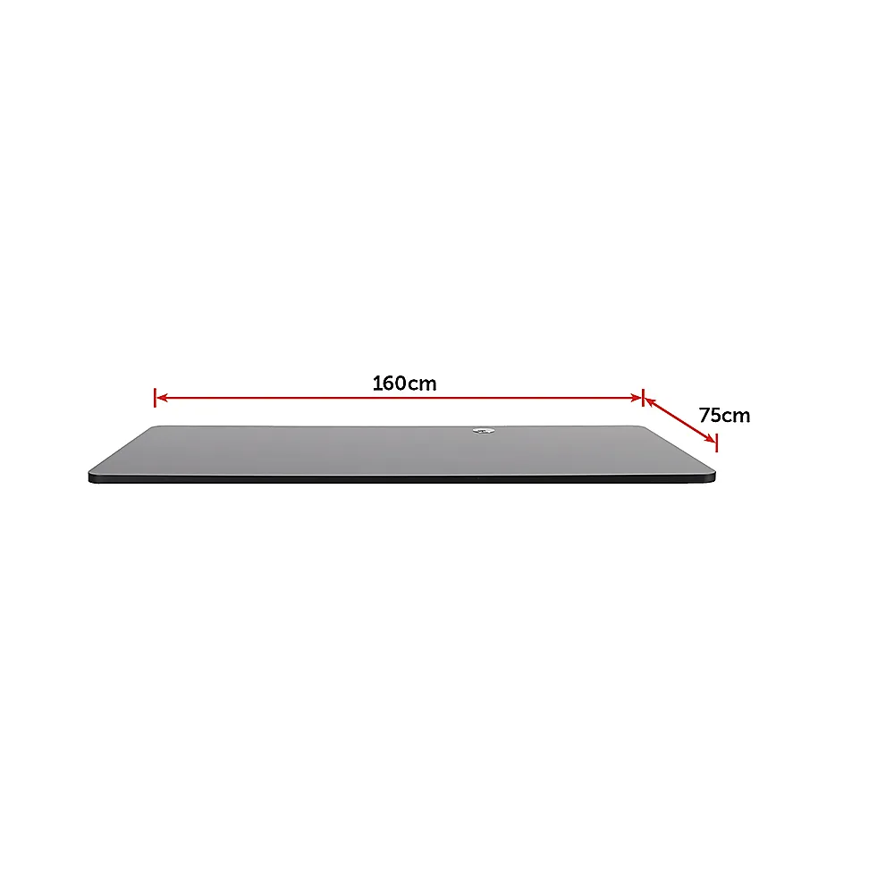Black MDF Office Desk Table Top 160x75cm with Cable Hole