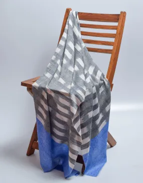 Black n White Stripes Handwoven Ikat Pattern Cashmere Pashmina Stole