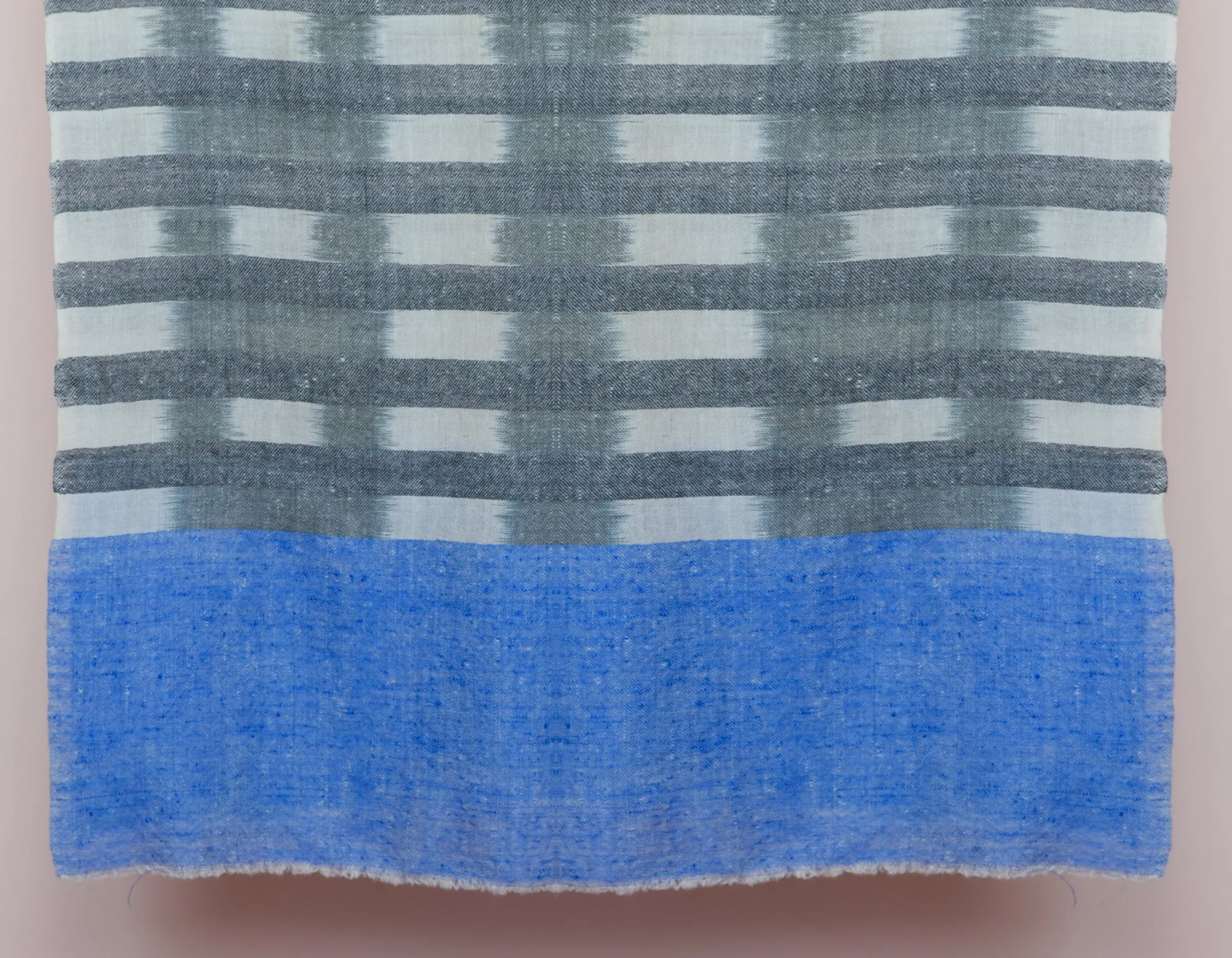 Black n White Stripes Handwoven Ikat Pattern Cashmere Pashmina Stole