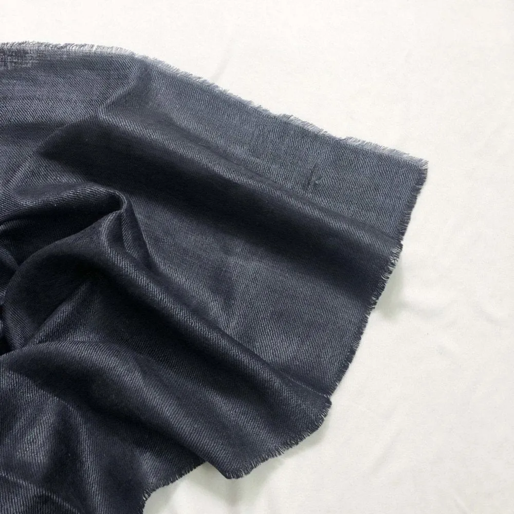 Black with Gray Handwoven Silk & Wool Shawl
