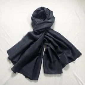 Black with Gray Handwoven Silk & Wool Shawl