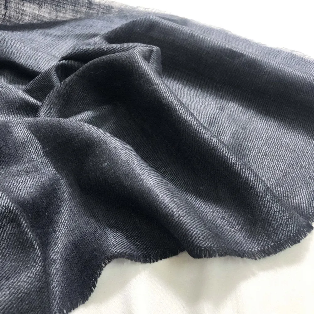 Black with Gray Handwoven Silk & Wool Shawl