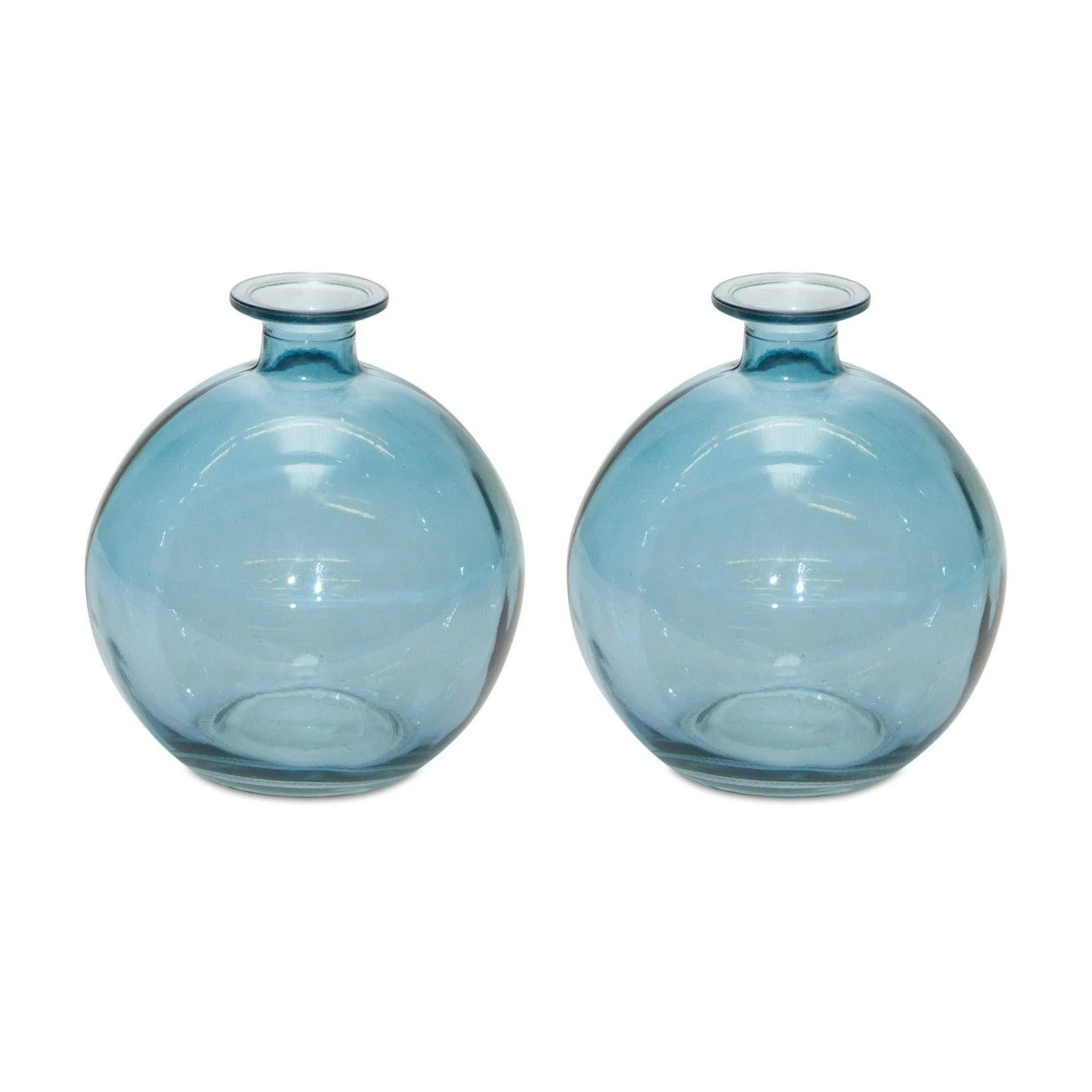Blue Glass Table Vases - Set of 2