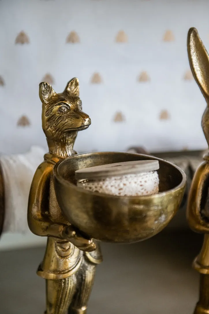 BRASS FOX DISH STAND