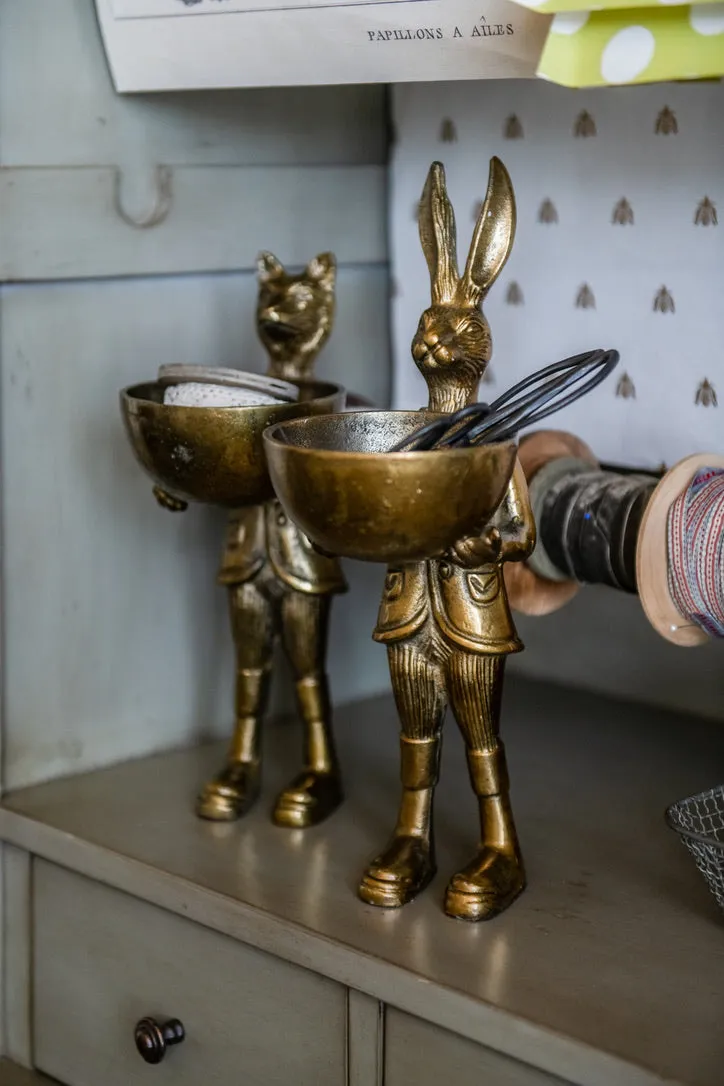 BRASS FOX DISH STAND