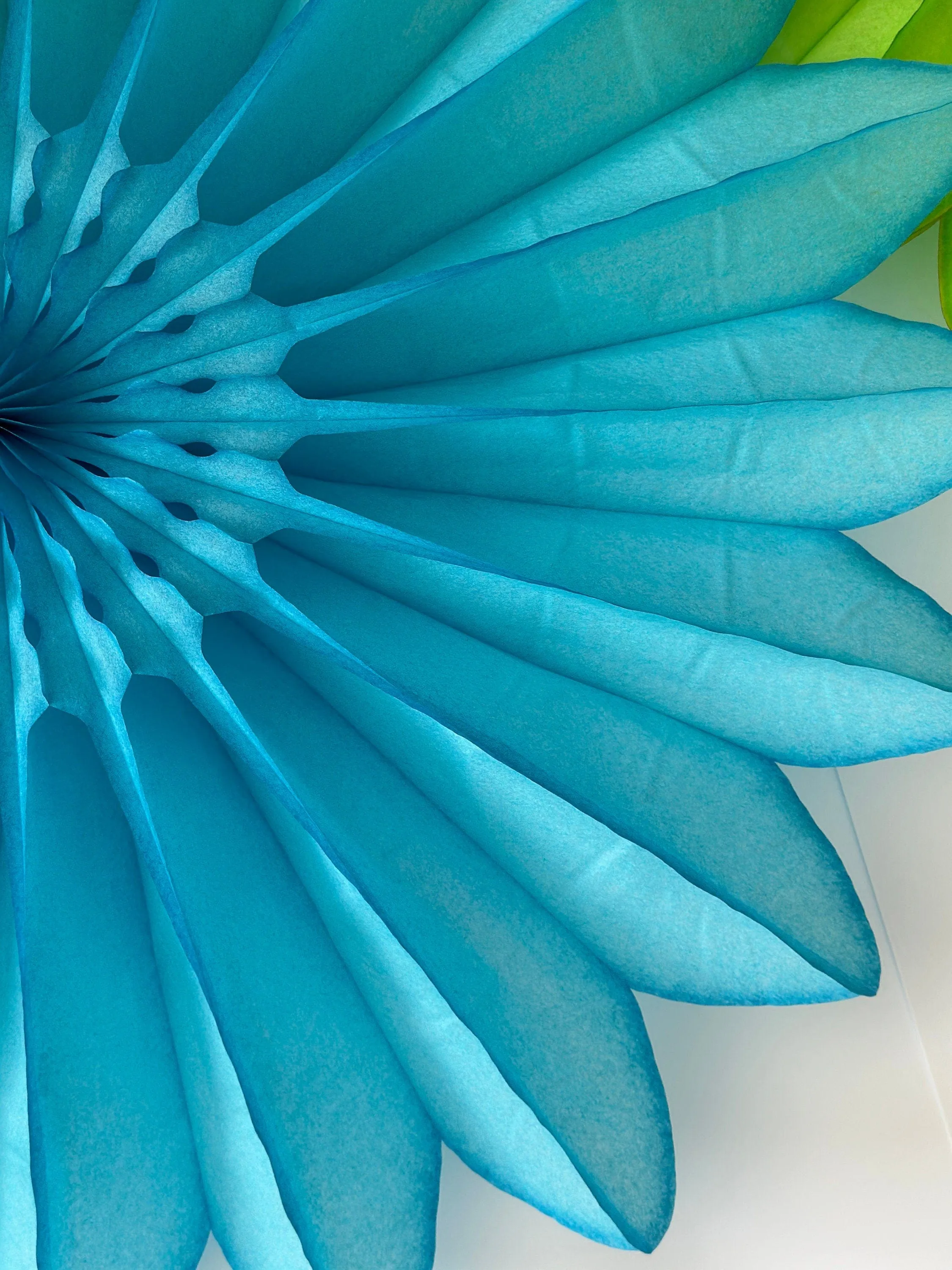 Bright Summer Paper Fans Colourful set- Set of 4 - 26'  / 67cm Diameter  Wall party Decorations Yellow Green Blue and Pink Whimsical Garden