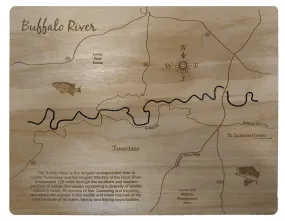 Buffalo River, Tennessee - Laser Cut Wood Map