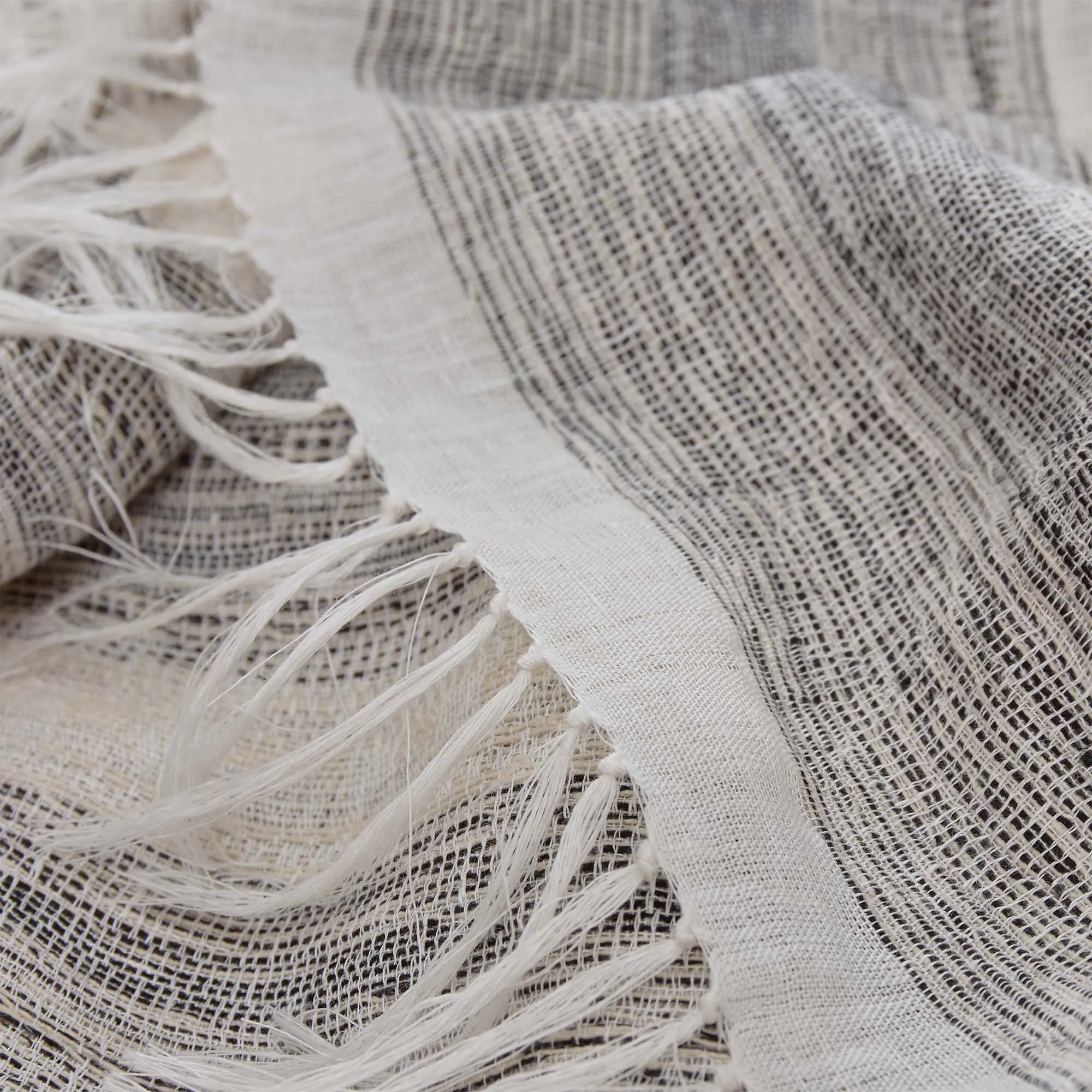 Bundi Linen Blanket [Black/Cream]