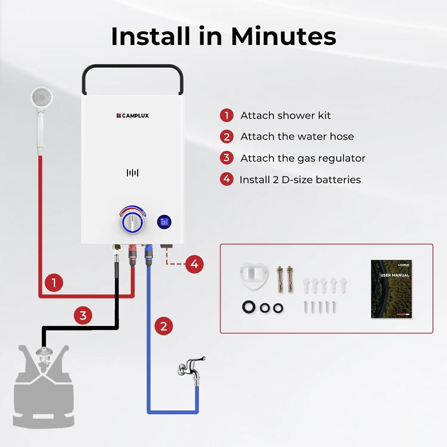 CAMPLUX F10 Portable Tankless Water Heater: Instant Hot Water On-The-Go