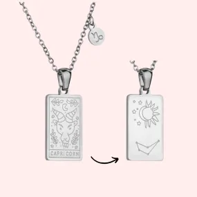 Capricorn Zodiac Tarot Card Necklace