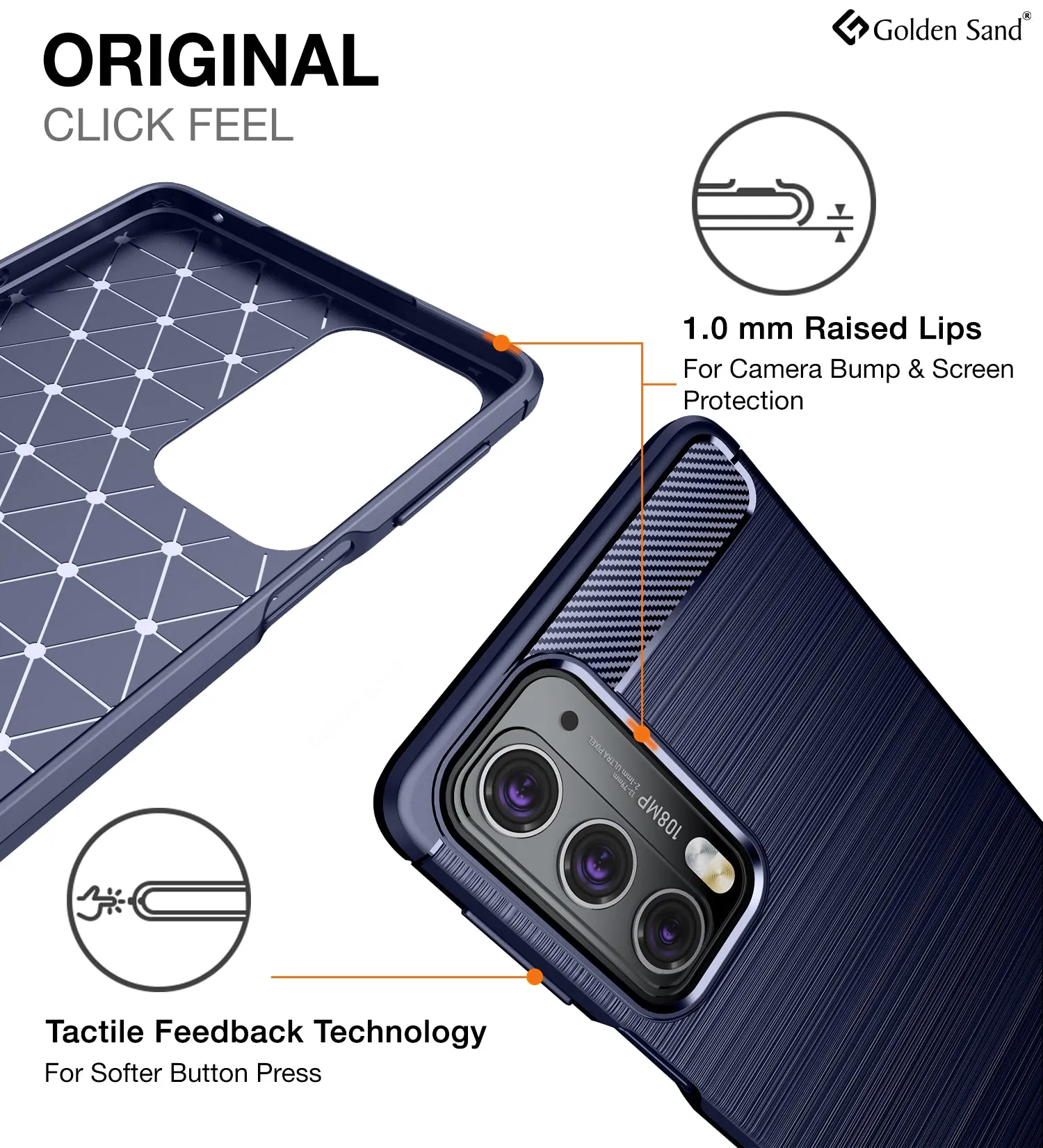 Carbon Fibre Series Shockproof Armor Back Cover for Motorola Edge 20, 6.7 inch, Blue