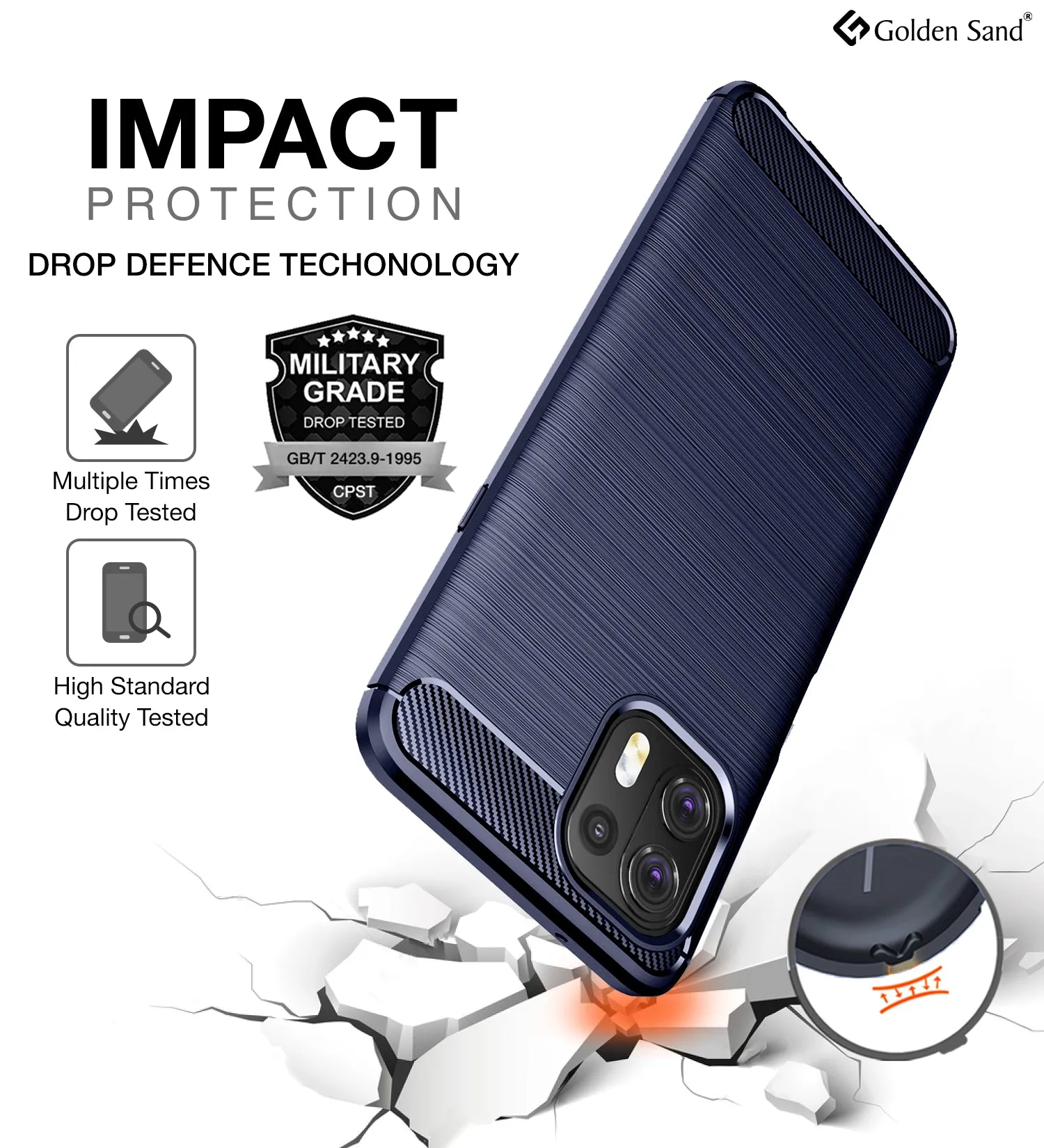 Carbon Fibre Series Shockproof Armor Back Cover for Motorola Edge 20 Fusion, 6.67 inch, Blue