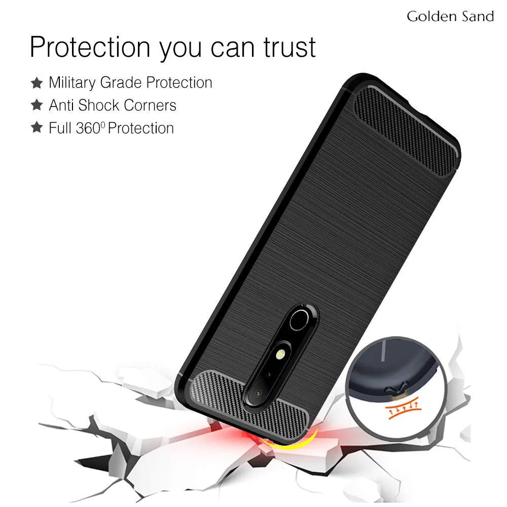 Carbon Fibre Series Shockproof Armor Back Cover for Nokia 6.1 Plus, 5.8 inch, Black