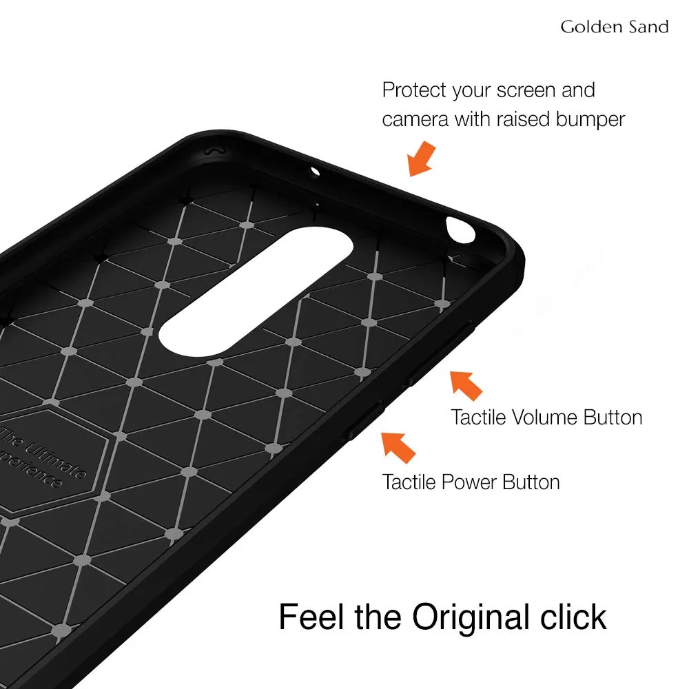 Carbon Fibre Series Shockproof Armor Back Cover for Nokia 6.1 Plus, 5.8 inch, Black