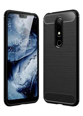 Carbon Fibre Series Shockproof Armor Back Cover for Nokia 6.1 Plus, 5.8 inch, Black