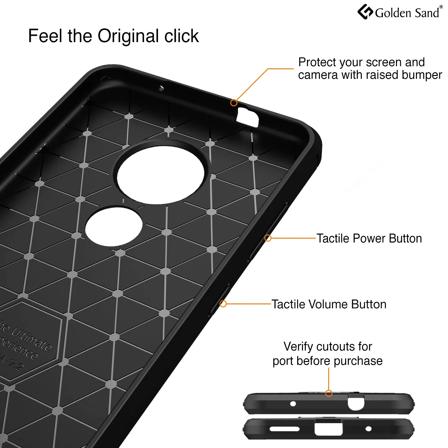 Carbon Fibre Series Shockproof Armor Back Cover for Nokia 7.2, Nokia 6.2 6.39 inch, Black