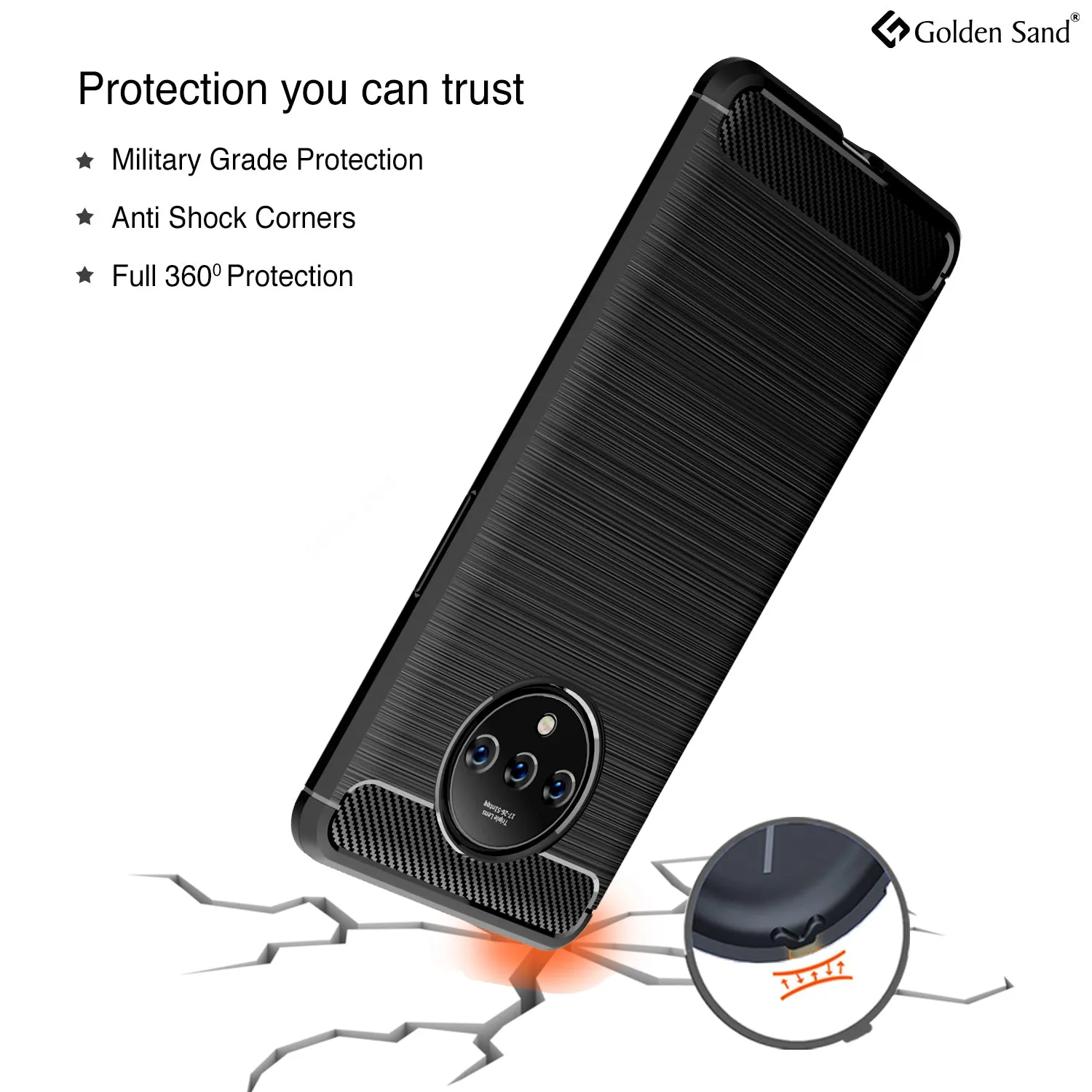 Carbon Fibre Series Shockproof Armor Back Cover for One Plus 7T 6.5 inch, Black