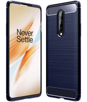 Carbon Fibre Series Shockproof Armor Back Cover for One Plus 8  6.55 inch, Blue