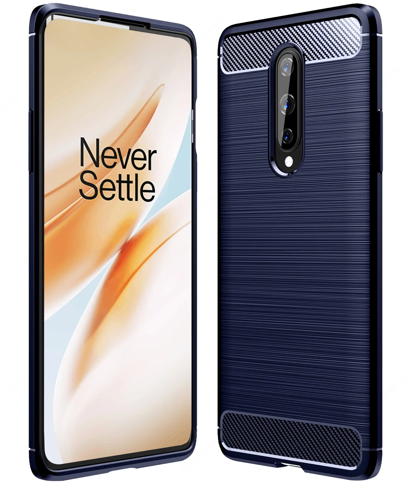 Carbon Fibre Series Shockproof Armor Back Cover for One Plus 8  6.55 inch, Blue
