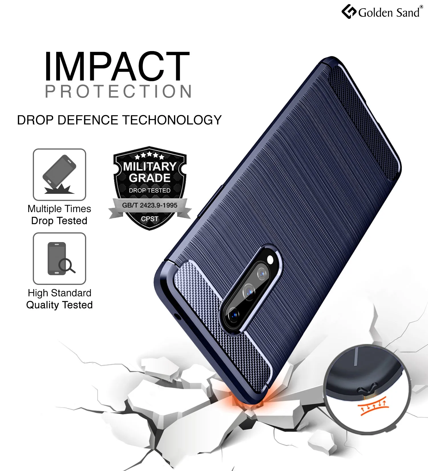 Carbon Fibre Series Shockproof Armor Back Cover for One Plus 8  6.55 inch, Blue