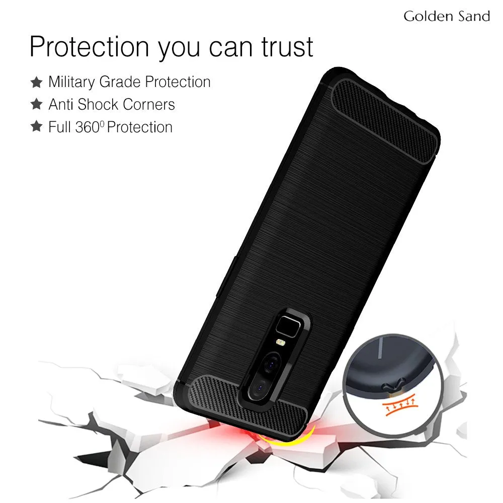 Carbon Fibre Series Shockproof Armor Back Cover for OnePlus 6, 6.28 inch, Black