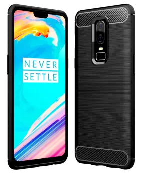 Carbon Fibre Series Shockproof Armor Back Cover for OnePlus 6, 6.28 inch, Black