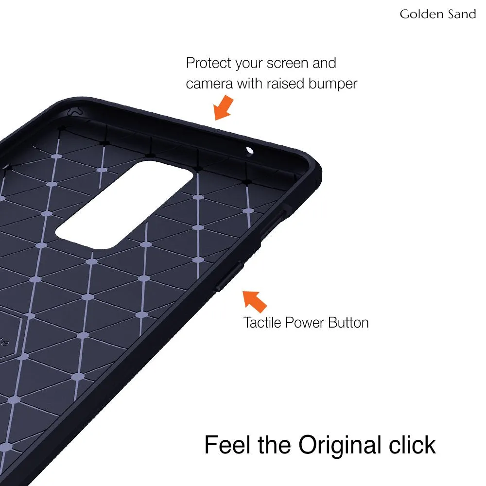 Carbon Fibre Series Shockproof Armor Back Cover for OnePlus 6, 6.28 inch, Blue