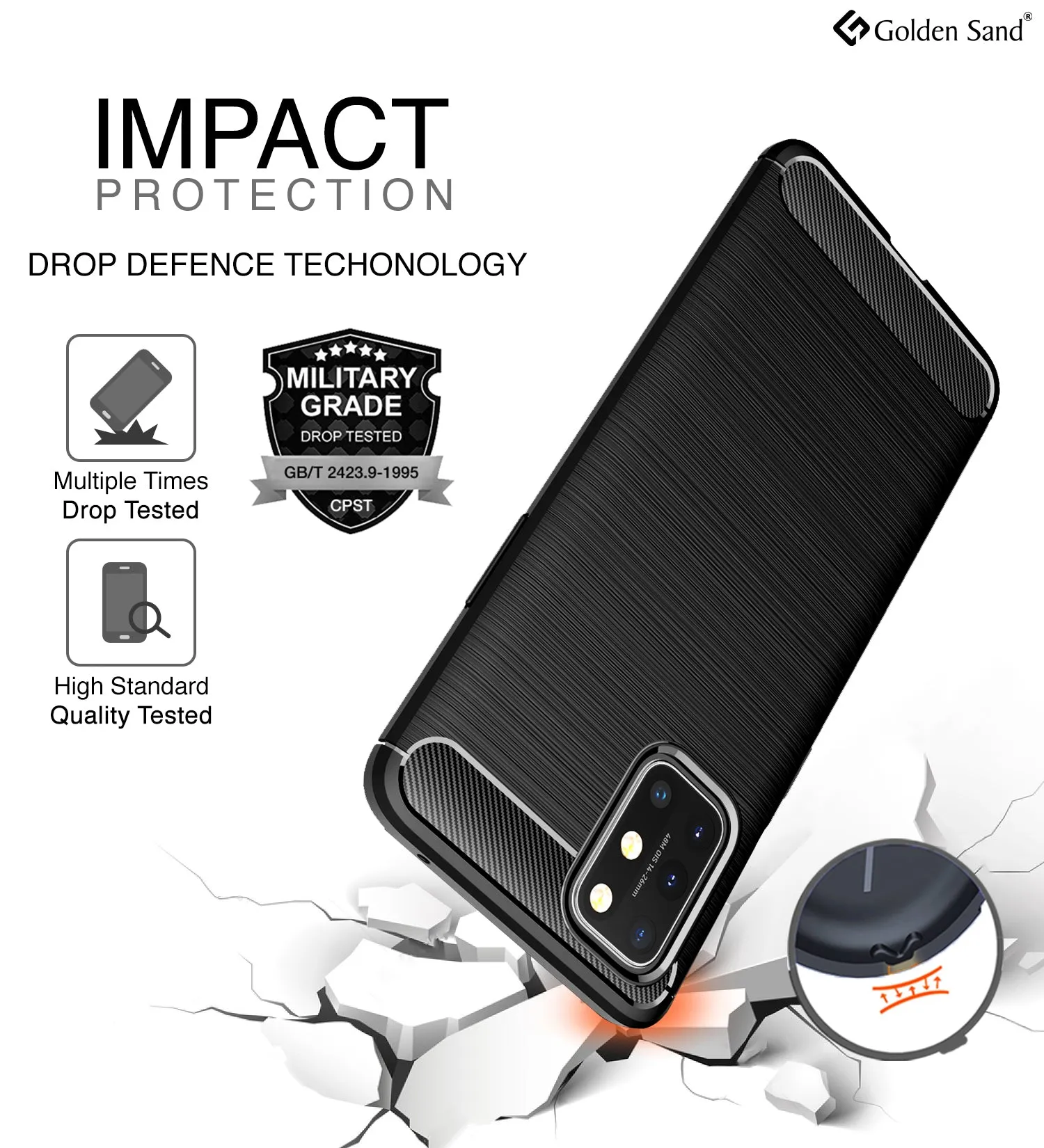 Carbon Fibre Series Shockproof Armor Back Cover for OnePlus 8T, One Plus 9R, Black