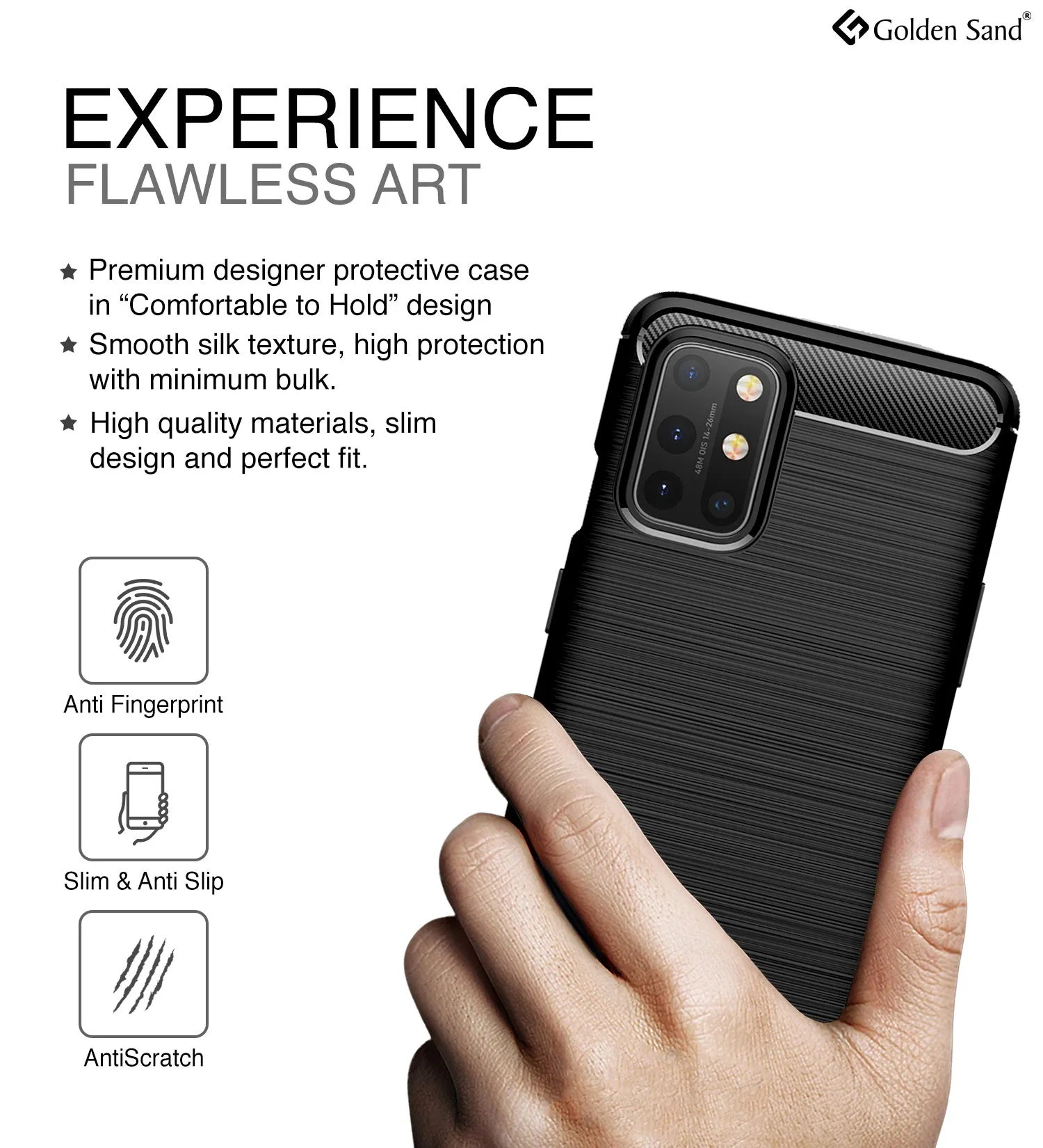 Carbon Fibre Series Shockproof Armor Back Cover for OnePlus 8T, One Plus 9R, Black