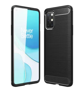 Carbon Fibre Series Shockproof Armor Back Cover for OnePlus 8T, One Plus 9R, Black