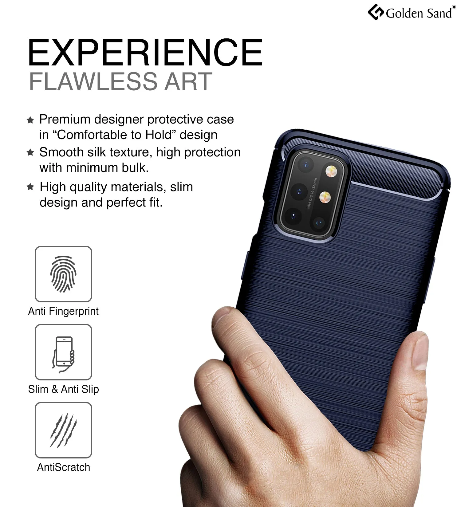 Carbon Fibre Series Shockproof Armor Back Cover for OnePlus 8T, One Plus 9R, Blue