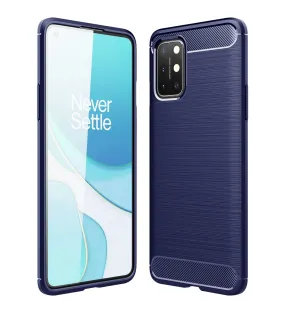 Carbon Fibre Series Shockproof Armor Back Cover for OnePlus 8T, One Plus 9R, Blue