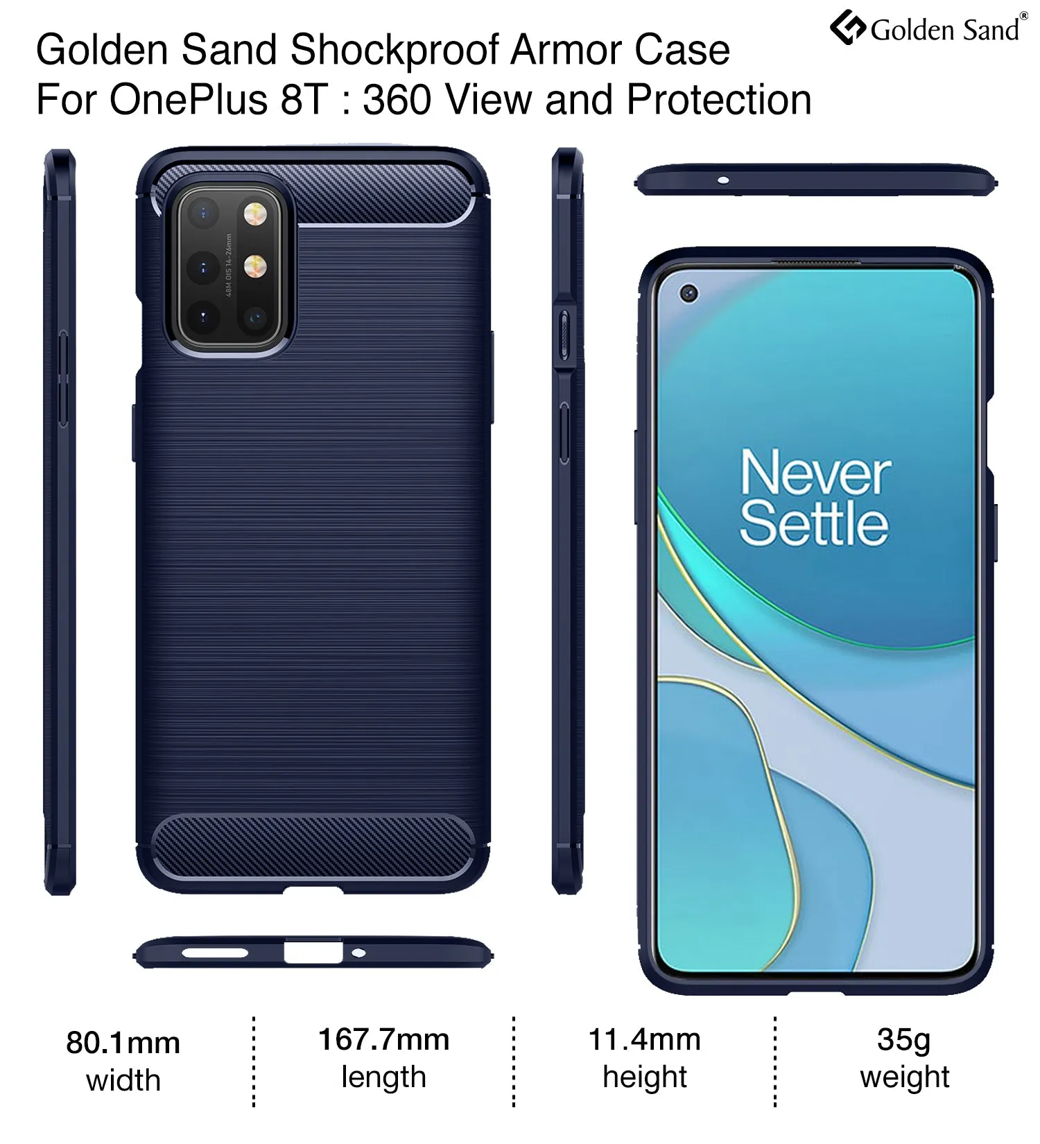 Carbon Fibre Series Shockproof Armor Back Cover for OnePlus 8T, One Plus 9R, Blue