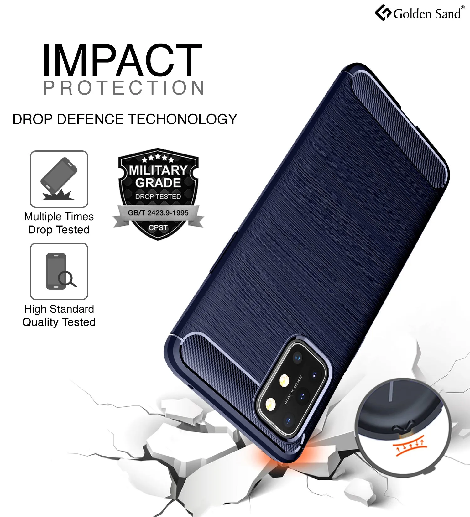 Carbon Fibre Series Shockproof Armor Back Cover for OnePlus 8T, One Plus 9R, Blue