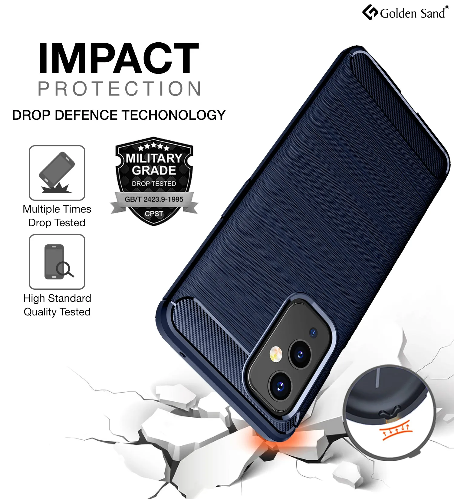 Carbon Fibre Series Shockproof Armor Back Cover for OnePlus 9, 6.55 inch, Blue