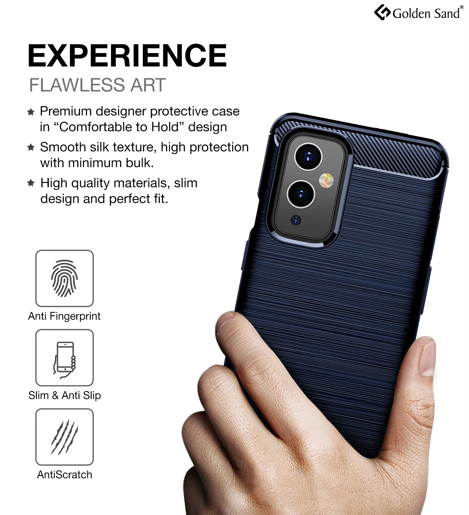 Carbon Fibre Series Shockproof Armor Back Cover for OnePlus 9, 6.55 inch, Blue