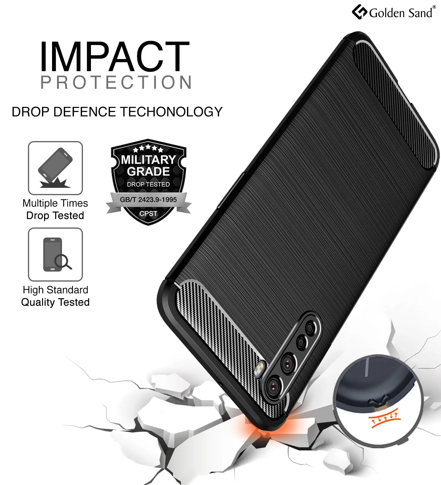 Carbon Fibre Series Shockproof Armor Back Cover for OnePlus Nord, Black