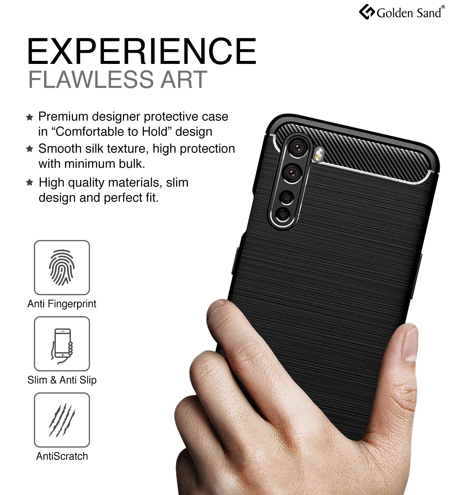 Carbon Fibre Series Shockproof Armor Back Cover for OnePlus Nord, Black