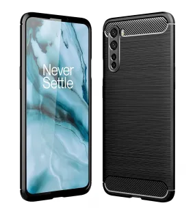 Carbon Fibre Series Shockproof Armor Back Cover for OnePlus Nord, Black