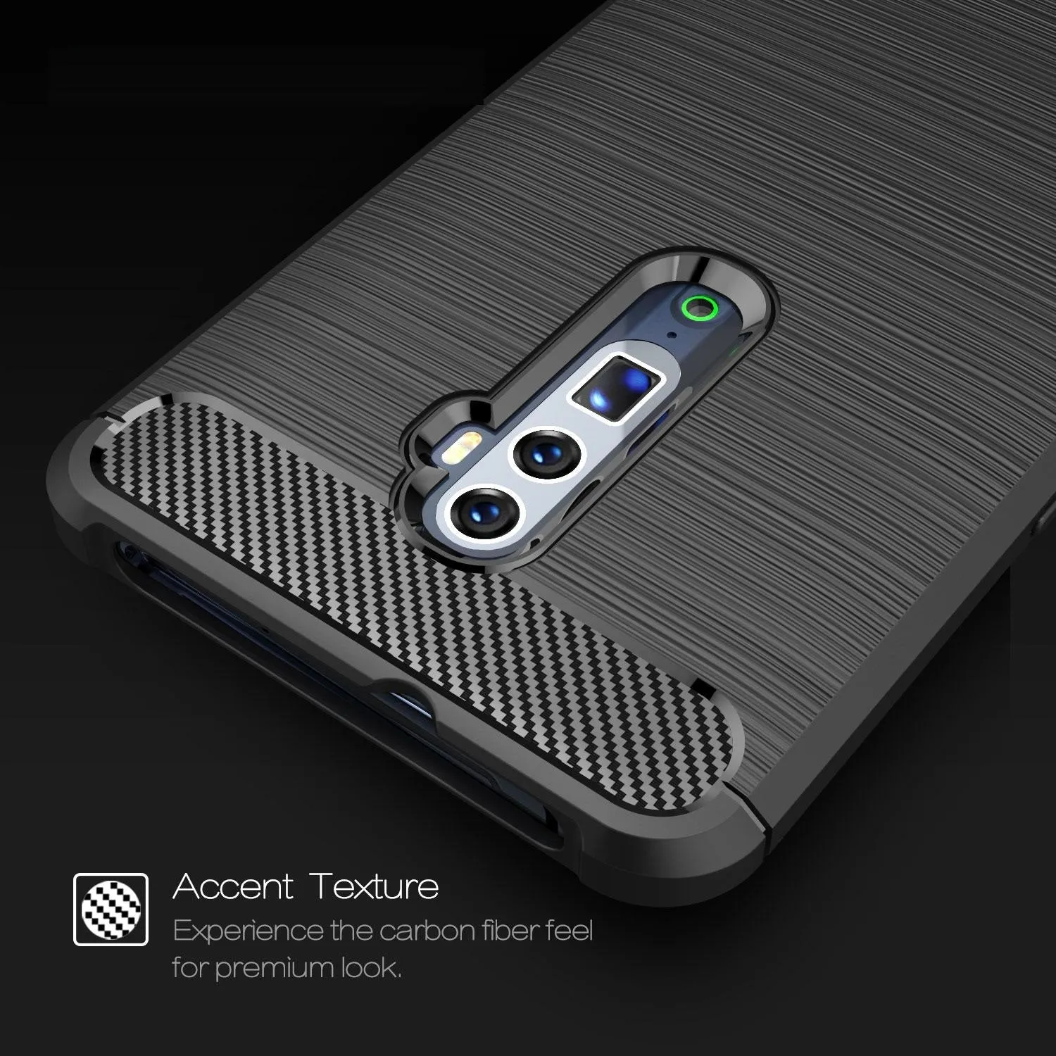 Carbon Fibre Series Shockproof Armor Back Cover for OPPO Reno 10x Zoom 6.6 inch, Black