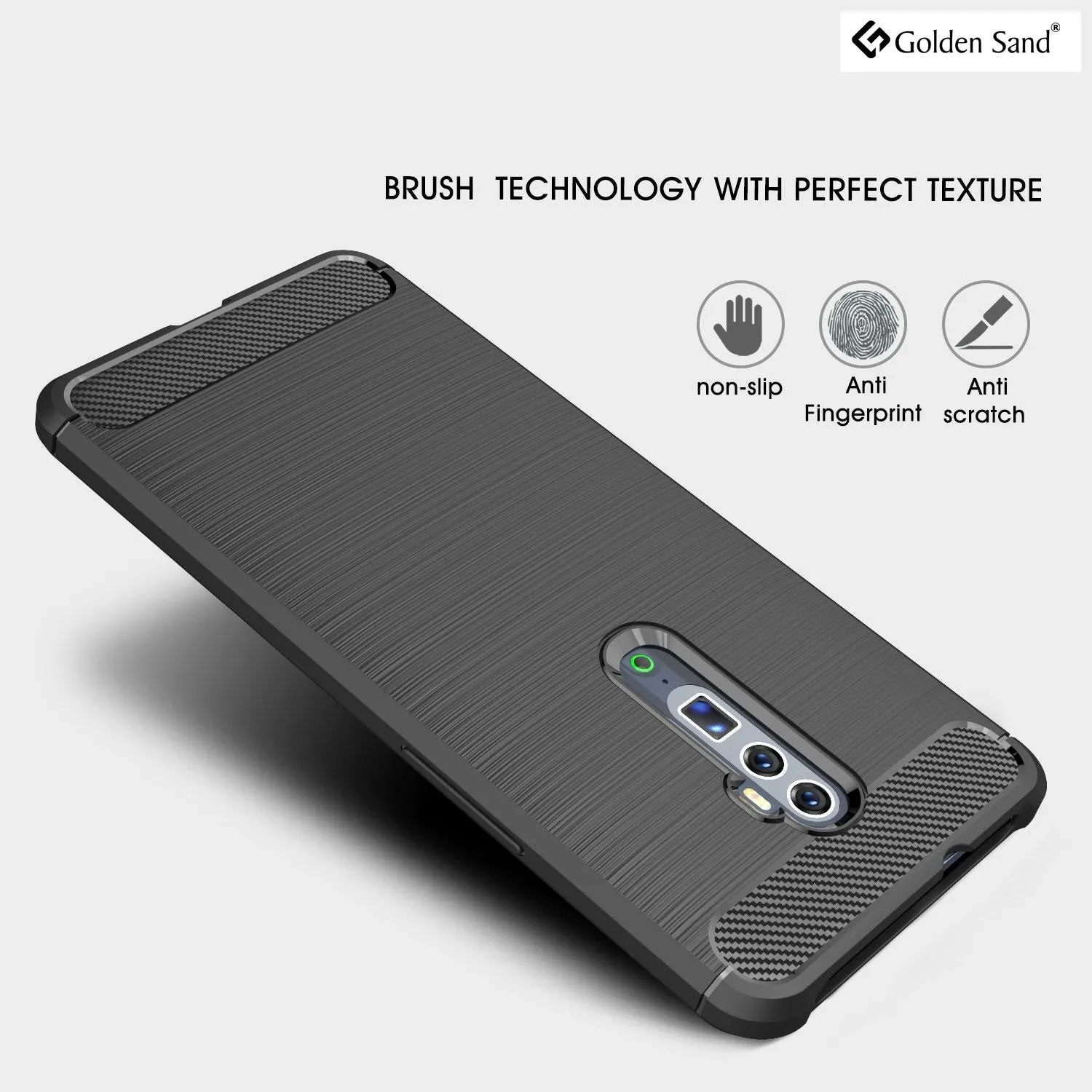 Carbon Fibre Series Shockproof Armor Back Cover for OPPO Reno 10x Zoom 6.6 inch, Black