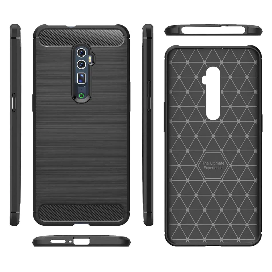 Carbon Fibre Series Shockproof Armor Back Cover for OPPO Reno 10x Zoom 6.6 inch, Black