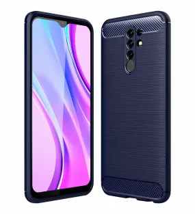 Carbon Fibre Series Shockproof Armor Back Cover for Poco M2 Reloaded, Redmi 9 Prime, Poco M2, 6.53 inch, Blue